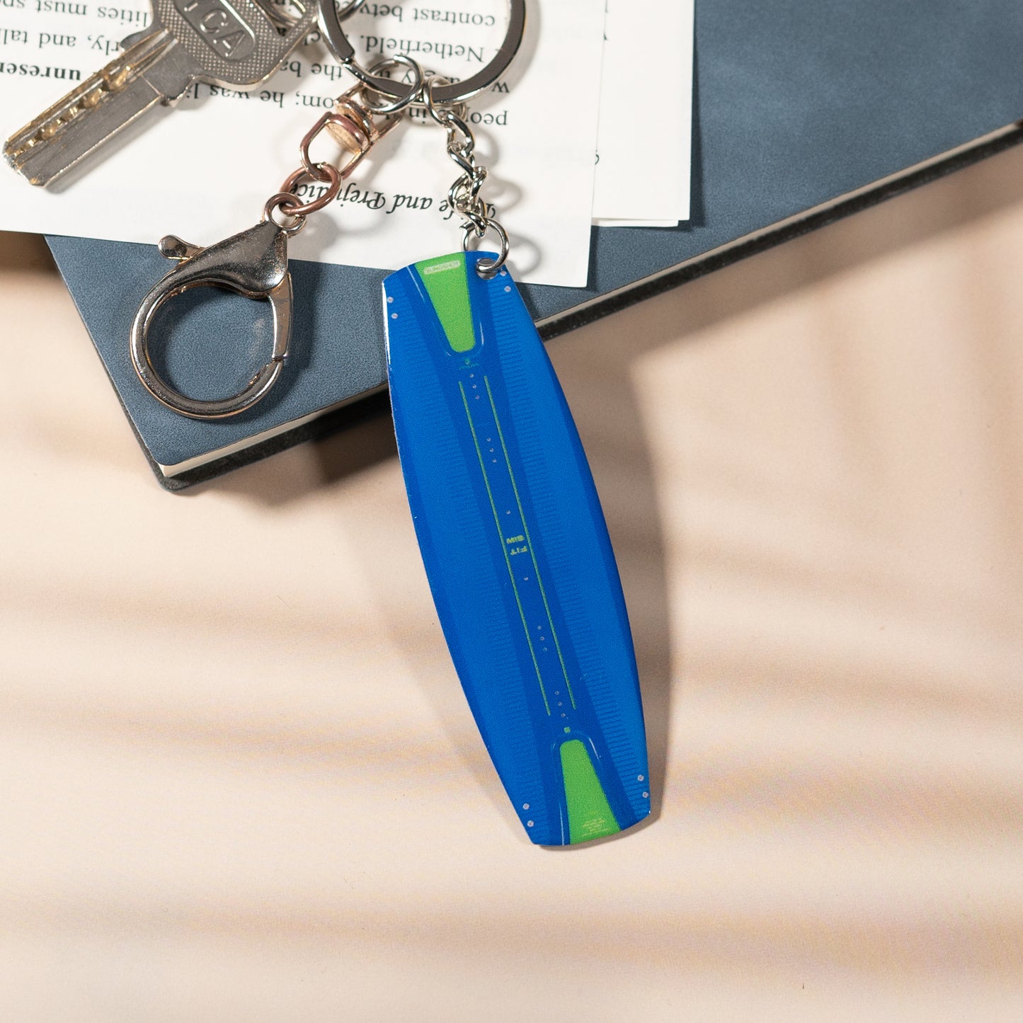 Kiteboard Keychain - Slingshot Blue - Metal and Epoxy